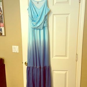 Misook women’s maxi dress blue ombré new